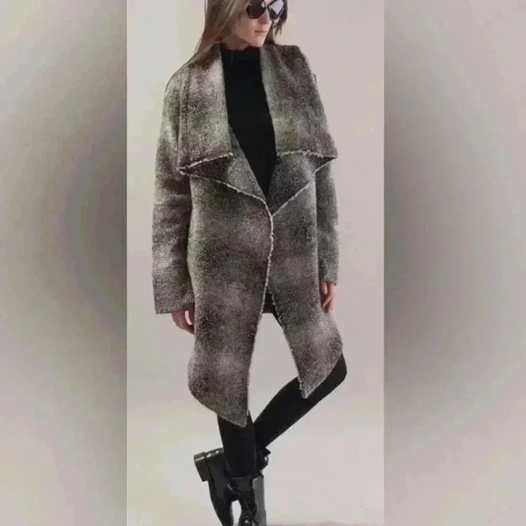 Nanette Lepore Sustainable Gray Ombre Wool Mohair Swing Jacket Coat Size S - Picture 1 of 16